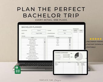Junggesellenabschied Planer Template für Google Sheets | Bearbeitbare Gästeliste, Reiseplan, Buchungen, Ausgaben & Zahlung-Tracker