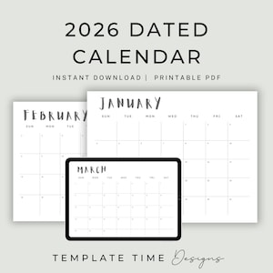 Monthly Calendar Printable | Clean Planner | Simple Productivity Calendar | Dated Monthly Planning Sheet | Printable PDF Instant Download