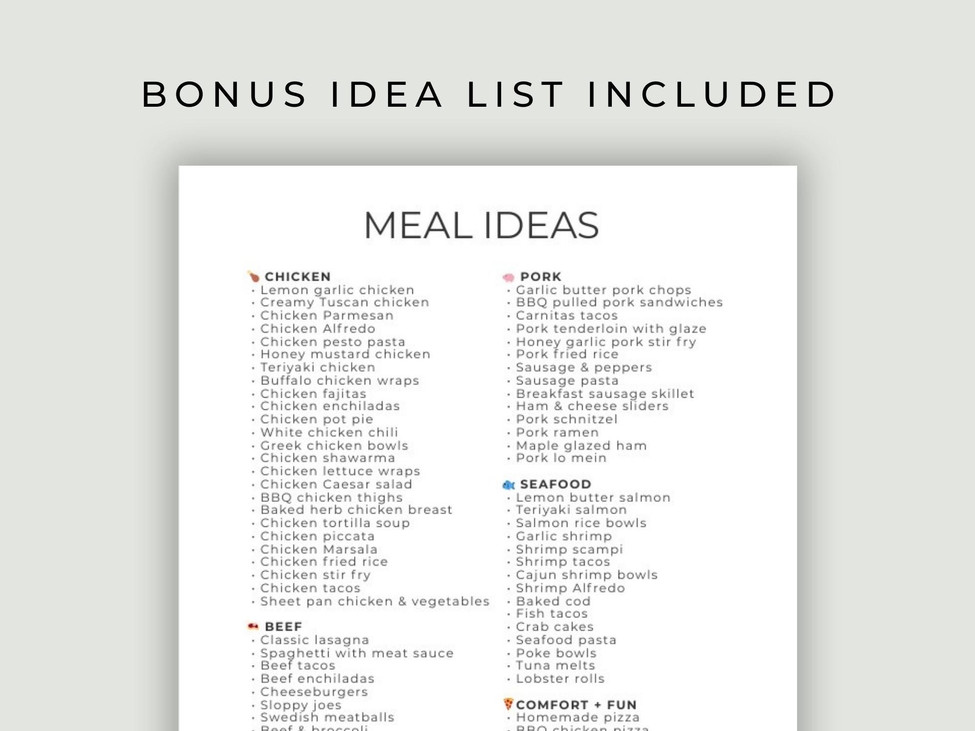 Weekly Meal Planner Printable | Cute Aesthetic Meal Planner | Digital ...