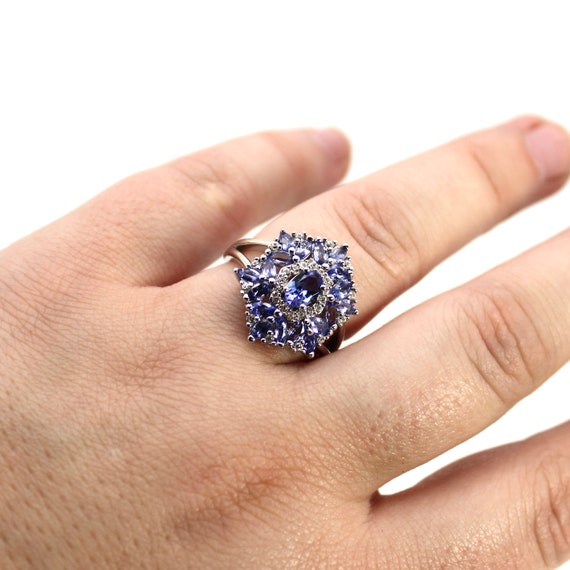 Oval and Marquise Tanzanite with White Zircon Rho… - image 4