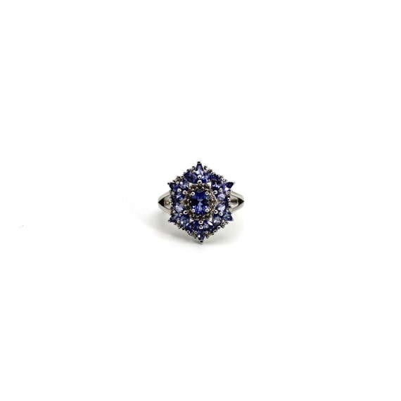 Oval and Marquise Tanzanite with White Zircon Rho… - image 1