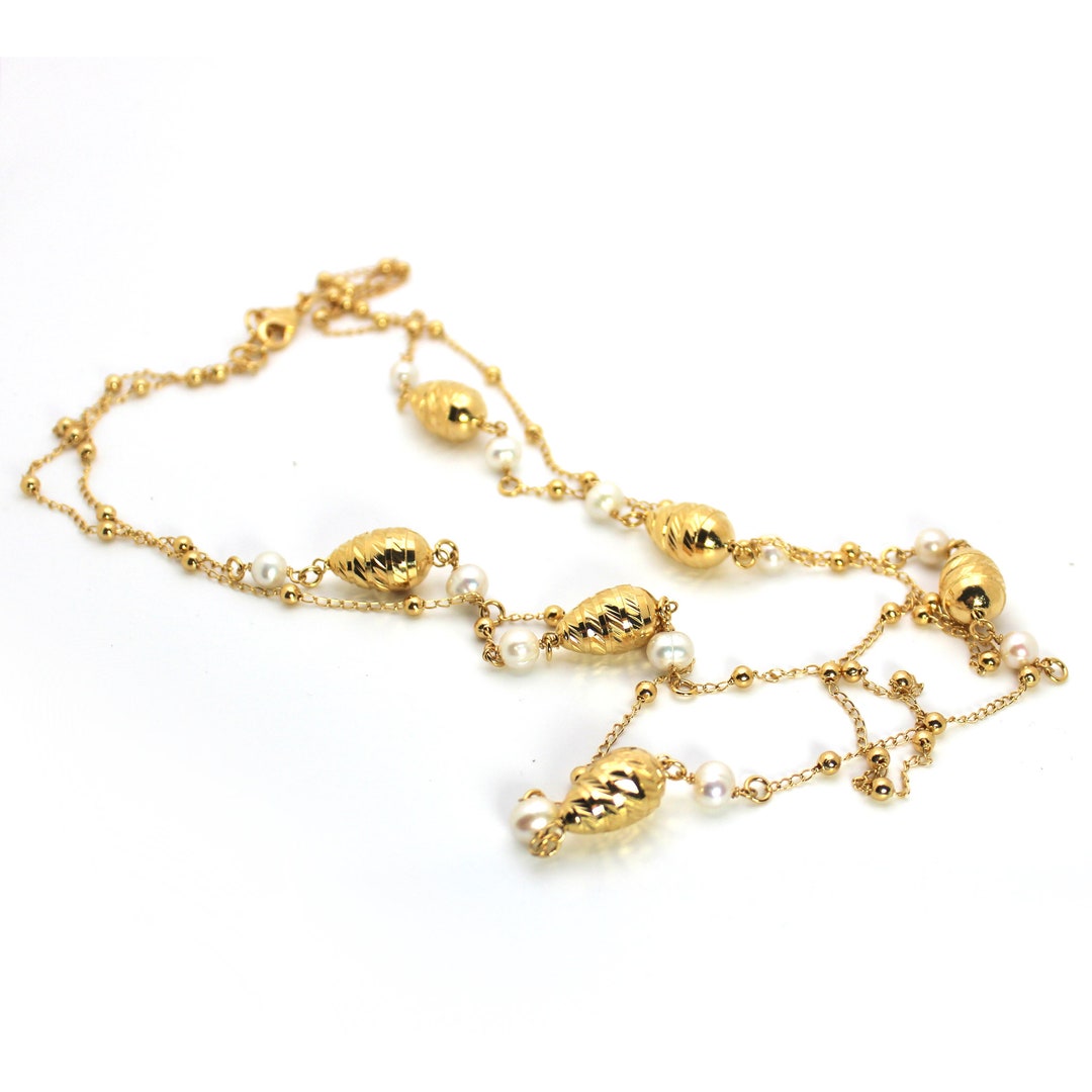 Mods Al Massimo 18K Yellow Gold Over Bronze Station Pearl Simulant