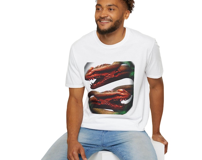 Dragon Force Unisex Softstyle T-Shirt, Mythical Creature Graphic Tee, Fantasy Lover Gift, Dragon Shirt, Mythology Clothing