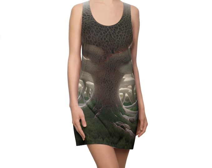 Mycelial Network Racerback Dress, Forest Fractal designs by Alien Art Canada, Mushroom Flow Design Dress,