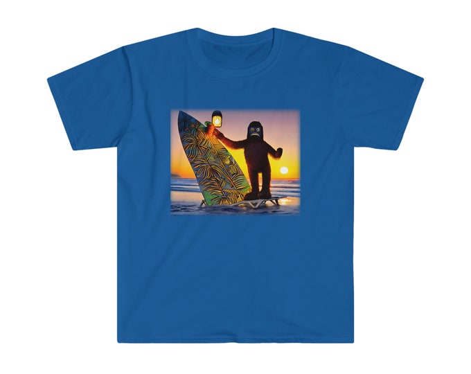 Hawaiian Sasquatch Surfer Tiki Series Cranky Bigfoot Pointbreak Unisex Softstyle T-Shirt