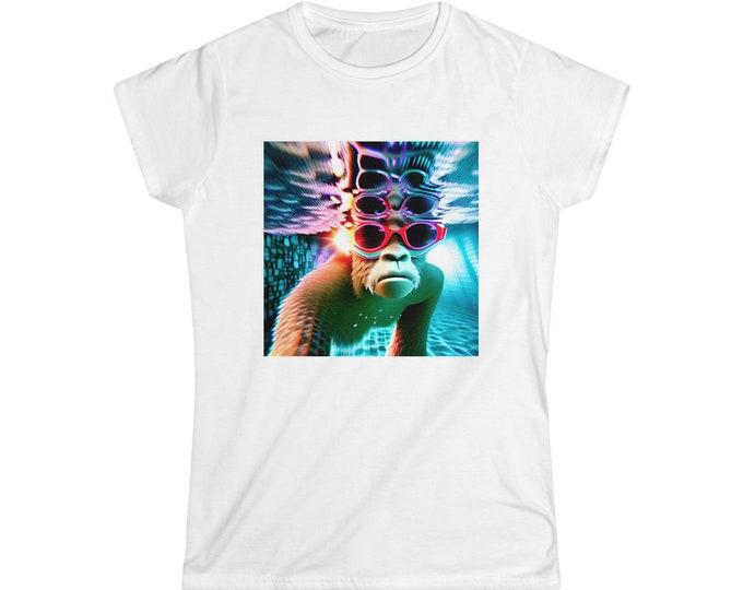 Swimming Sasquatch Swamp Ape Women's Softstyle Tee