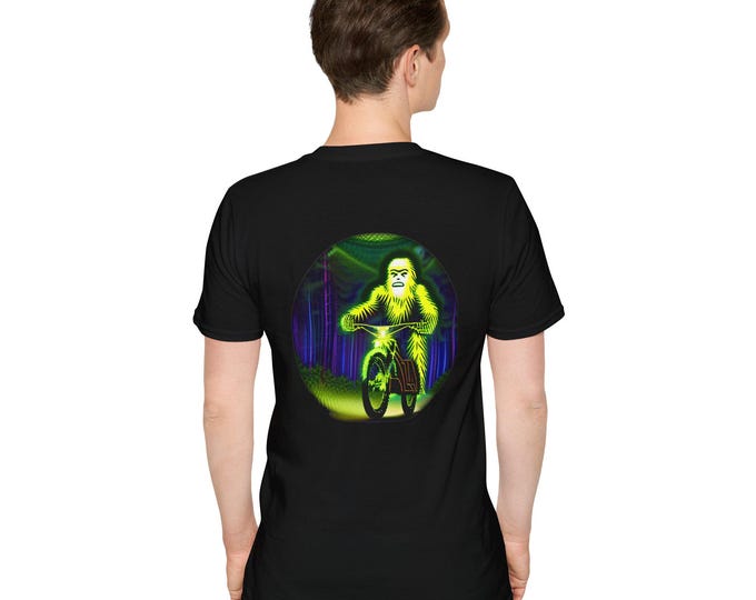 Yeti Riding Bicycle Unisex Softstyle T-Shirt