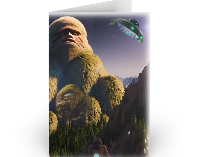 Mountain Beast Mysteries Family Travellers Greeting Cards (1 or 10-pcs)