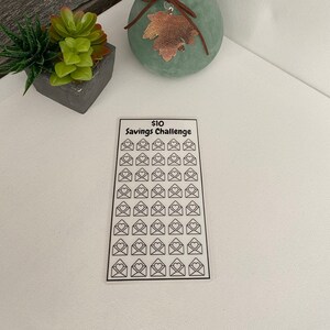 Ten Dollar Savings Challenge, Savings Tracker with A6 Evelope