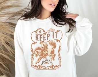 Sweat-shirt country girl, chemise cowgirl, sweat country, sweat-shirt western, col rond cheval, cadeaux pour elle, sweat-shirt vintage, femme
