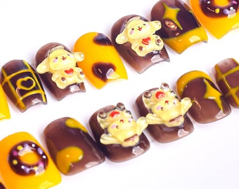 Handmade nail , Animate Japanese Character 3d Press on nails , Customized design Press on nail set