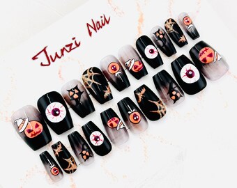 Halloween Nagelfeilen-Set – 10 Stück Mit Grusel-Motiven Wie Totenkopf & Spinne
