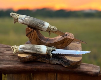 2 pieces ,deer antler steak knife