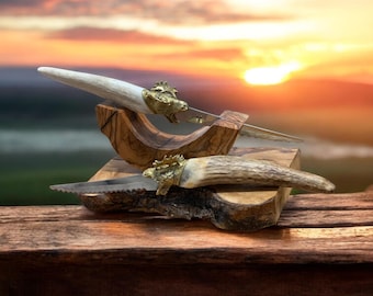 2 pieces ,deer antler steak knife