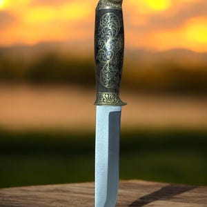 Hunting knife Engraved knife Unique blade Unique knife Handmade knife Personalized Knife Gifts for Him Custom knife gift Hunting decor