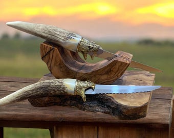2 pieces ,deer antler steak knife