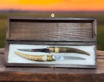 2 pieces ,deer antler steak knife