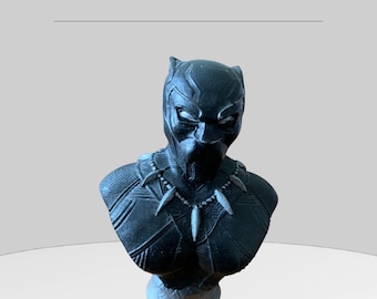 Hand-Painted Black Panther Bust: Polyester Home Decor (14 cm)