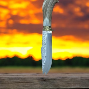 Hunting knife Engraved knife Unique blade Unique knife Handmade knife Personalized Knife Gifts for Him Custom knife gift Hunting decor