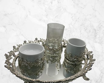 Brass casting Stoned 4-Piece Coffee Set Gold