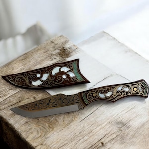 Hunting knife Engraved knife Unique blade Unique knife Handmade knife Personalized Knife Gifts for Him Custom knife gift Hunting decor