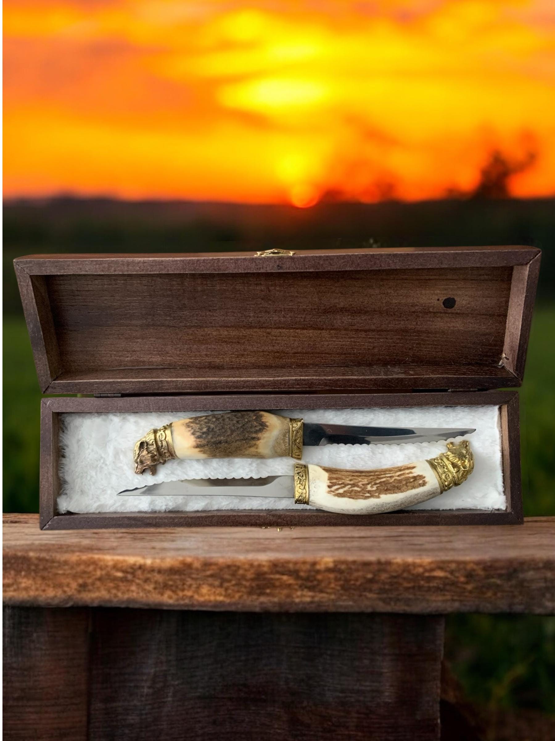 2 pieces ,deer antler steak knife