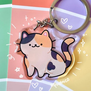 Calico cat acrylic keychain / cute keychain, acrylic epoxy double-sided charm