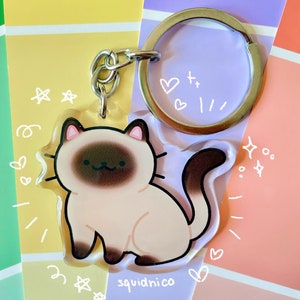Siamese cat acrylic keychain / cute keychain, acrylic epoxy double-sided charm