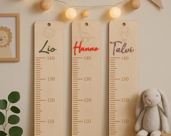 Messlatte Holz personalisiert – Kindermesslatte mit Namen – Wachstumstabelle Kinderzimmer – Baby Geschenk - Meilensteine - Kinderzimmer-Holz
