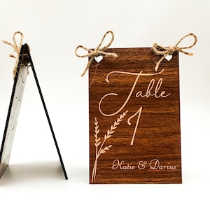 Numéros de Table de mariage en bois à motifs floraux, numéros de Table en bois de mariage rustique, 100 % bois de bouleau recto-verso 4 x 6 pouces, personnalisable