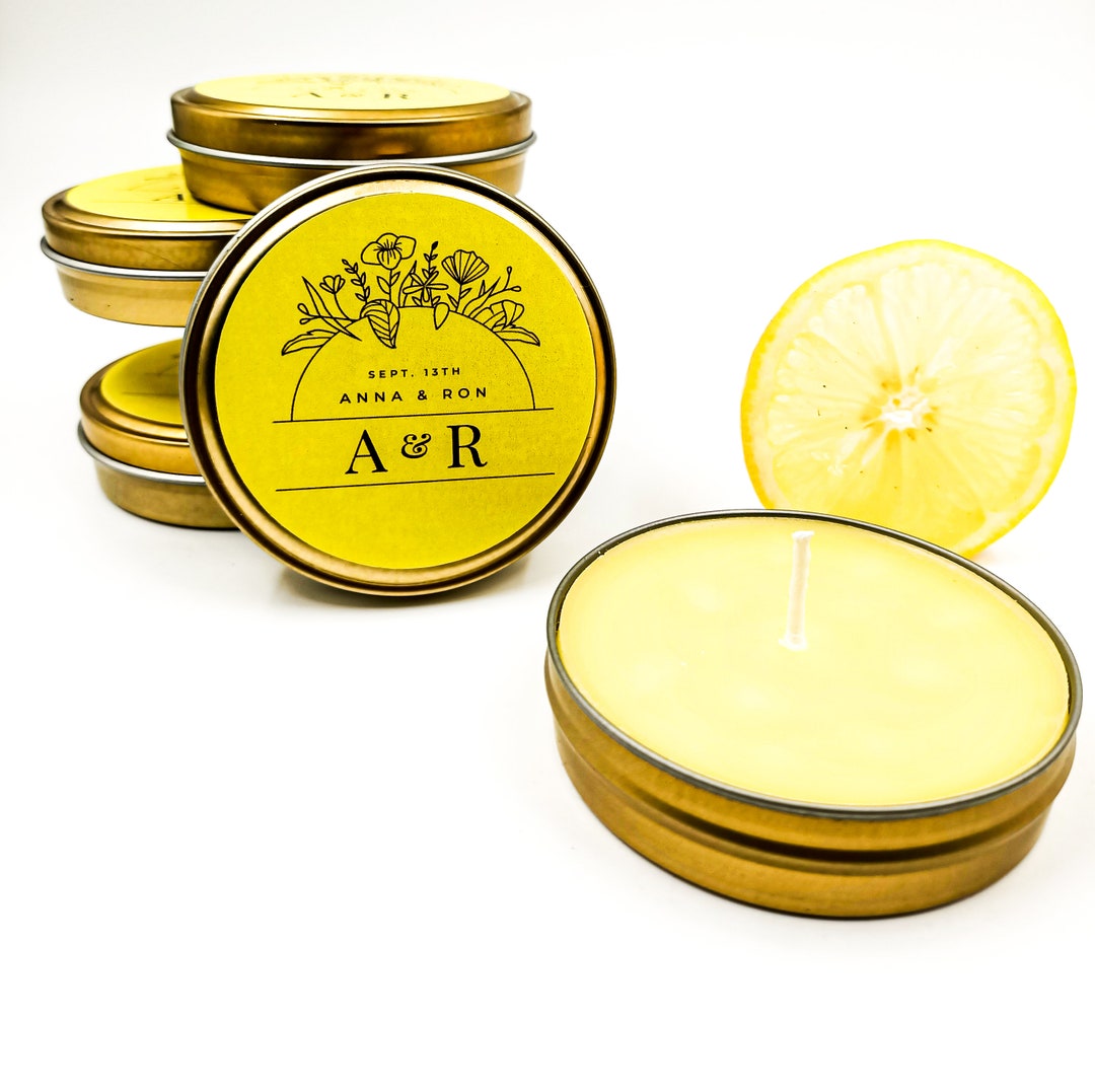 Lemon Scented Candle , Wedding Party Favors, Candle Favors, Bridal