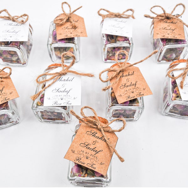 25 pcs Wedding tea favors for guests, bulk gifts,rustic wedding favor,personalized favors, wood favors,tea jars, unique gift,thank you gifts