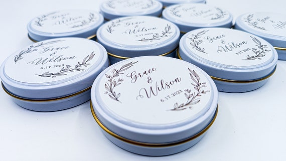 4 Oz Personalised Metal Candle Tin Wedding Party Thank You Favors, Bridal  Shower Baby Shower Candles Favors Return Gifts for Guests in Bulk 