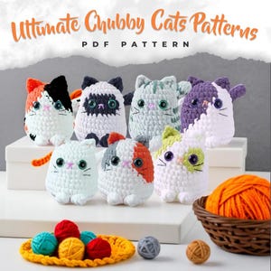 Set di 7 modelli all'uncinetto di gatti spessi: crea i tuoi adorabili e teneri peluche