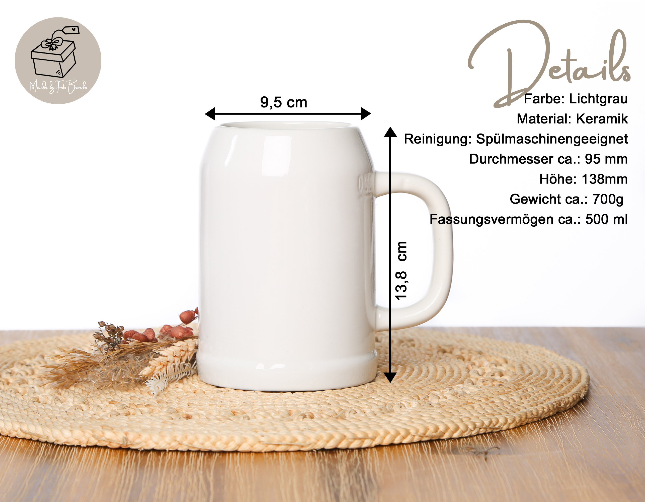 Personalisiertier Bierkrug 500ml - Individueller Tassendruck Mit Namen