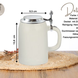 Bierkrug 500ml bedruckt, mit oder ohne Zinndeckel, Keramik, Geschenk, Geschenkidee, Personalisiert mit Namen Bild 5