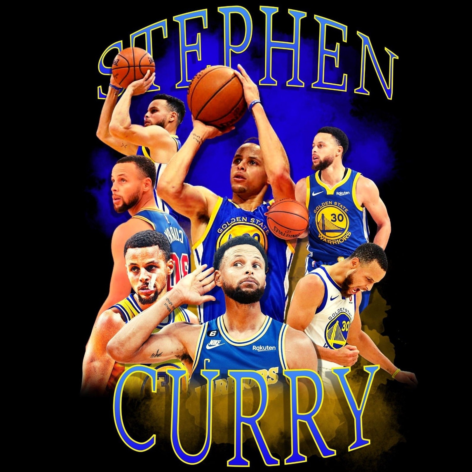 STEPHEN CURRY T Shirt Design. PNG Digital 4500x5100 px. Basketball Retro,  90s Vintage, Bootleg Tee. Instant Download And Ready To Print.