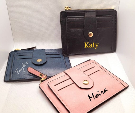 Personalized Mini Faux Leather Card Holder Wallet Personalized