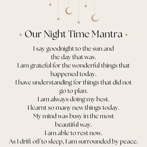 Family Night Time Mantra - Familiebevestigingsgrafiek - Afdrukbare affirmaties - Klasaffirmaties