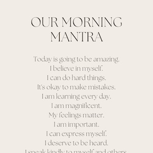 Family Morning Mantra Family Affirmation Chart Printable Affirmations Classroom Affirmations image 1