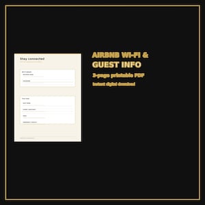 Airbnb WiFi Sign and Guest Information Sheet, Check-In Details, House Rules Printable PDF
