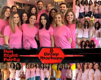 Bachelorette Mockup Bundle: Pink T-Shirt Bridal Shower Mockup Set