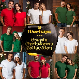 Christmas Couple T-Shirt Mockup Bundle: 3001, 5000 Style (Digital Download)
