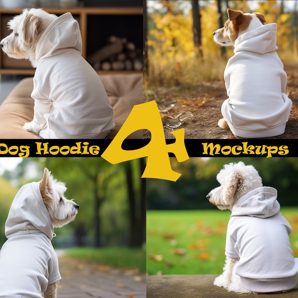 Dog Hoodie Mockup - Just Add Your Designs - 4 Image Pet Mockup Bundle