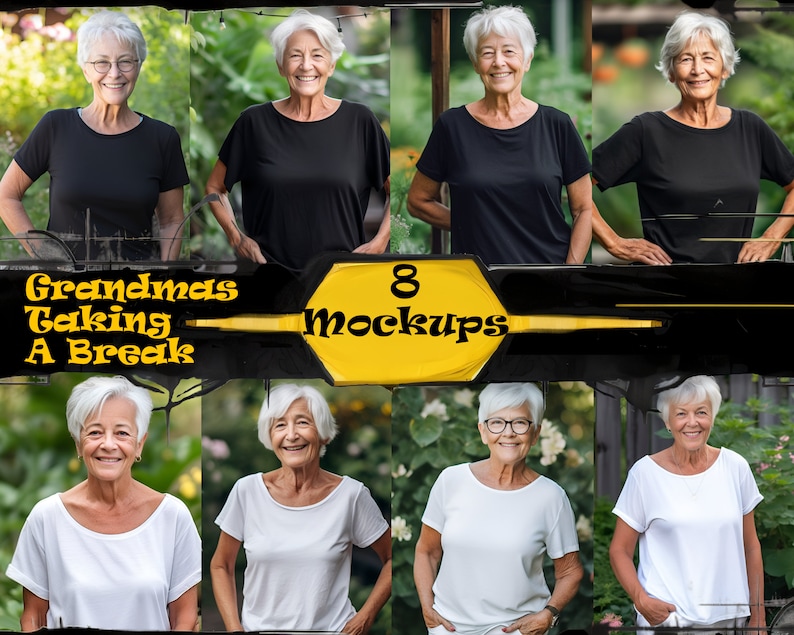 Groovy Granny Mockup Bundle. One of a kind Grandma Mockup Set image 1