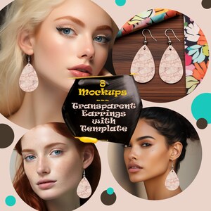 Sublimation Teardrop Earring Mockups - Featuring Transparent Window So You Can Easily Add a Layer in Photoshop, Canva etc