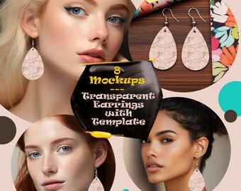 Teardrop Earring Mockups: Transparent Window Template (Digital Download)