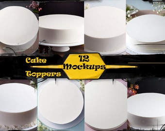 12 Cake Topper Mockup Bundle - Food Image Mockup