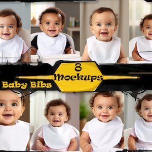 Baby Bib Mockup Set - White Gerber Style Bib Stock Image