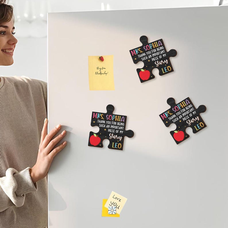 Personalized Teacher Puzzle Piece Magnet, Thank You for Being Such an ...